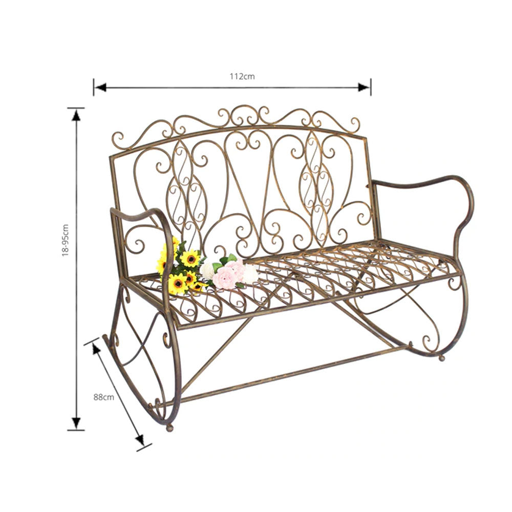 Ardara Garden Rocker Seat - Rustic Brown 112x88x95cm