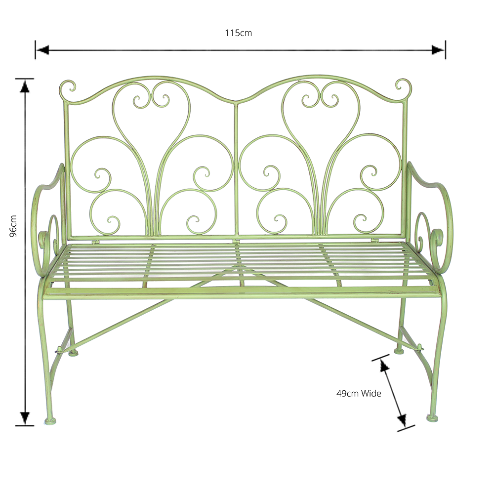 Amboise Garden Metal Bench - Cream