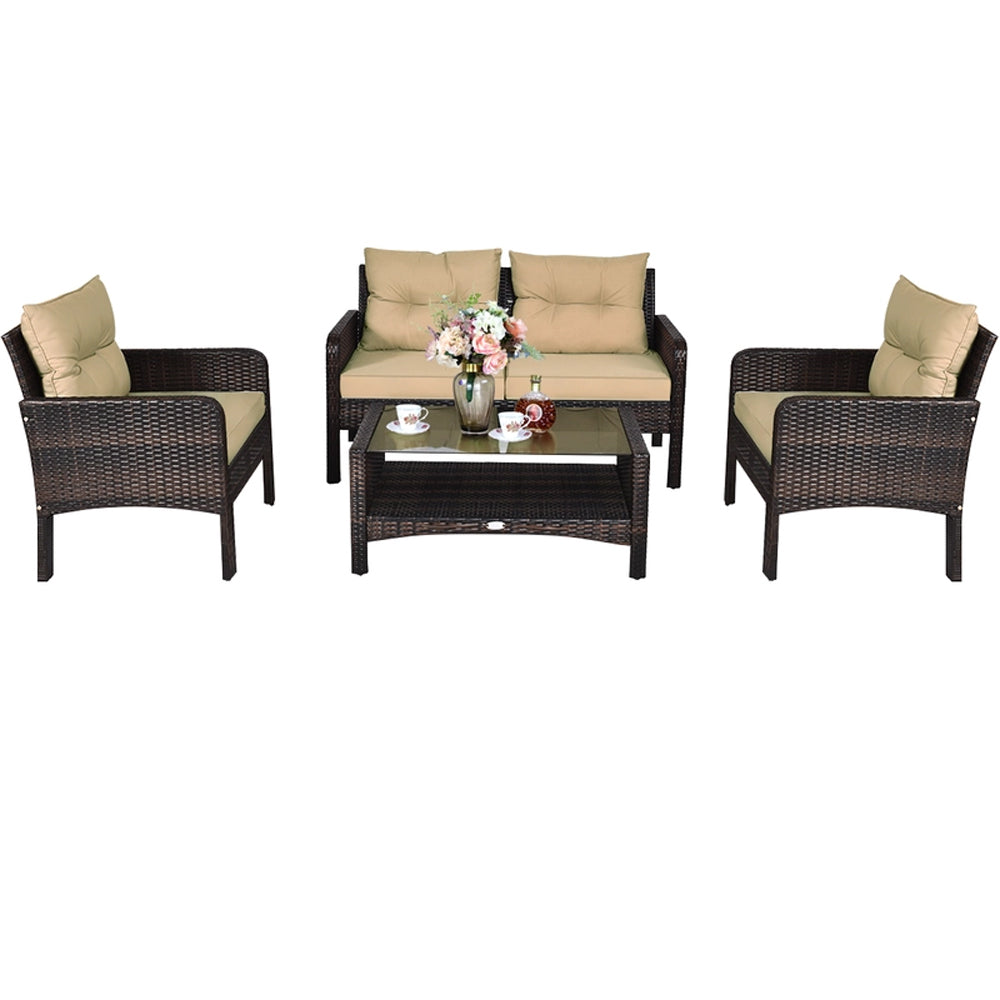 Hammond 4pc Rattan Lounge Set for Garden, Patio or Backyard