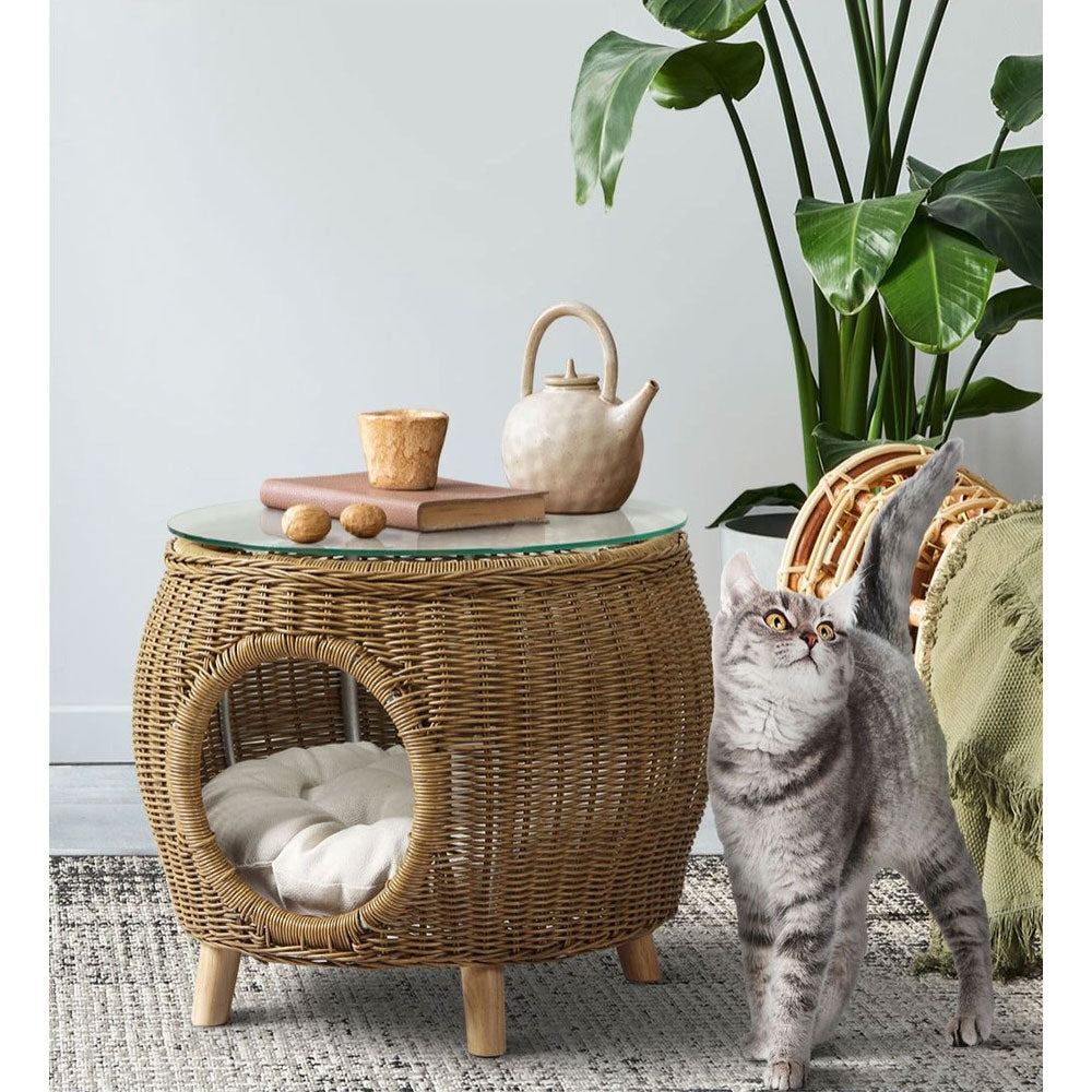 Laconi Wicker Side/Coffee Table - Black or Natural Wicker