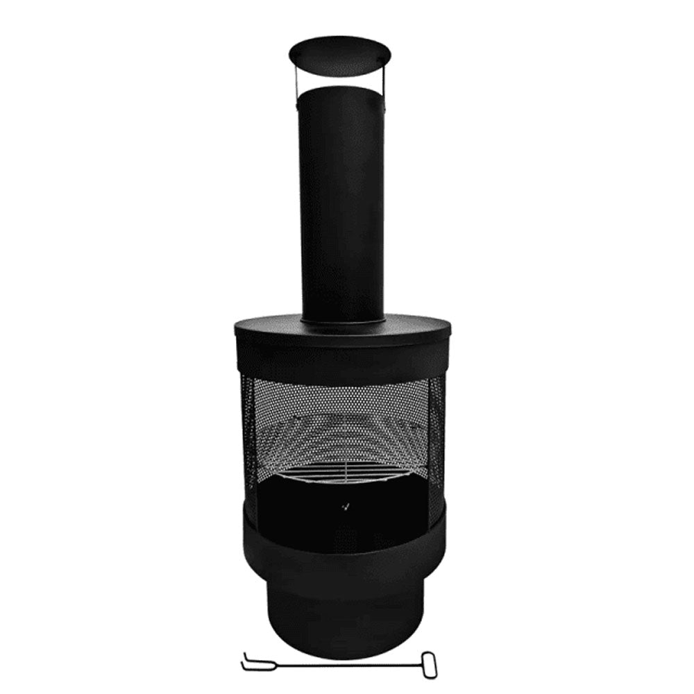 Merida Mesh Surround Steel Chimenea w/Grate & Fire Tool