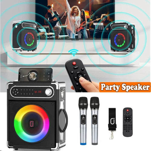 PartyTime Karaoke Machine Bluetooth & Wireless, 2 Microphones