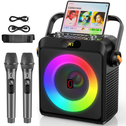 PartyTime Karaoke Machine Bluetooth & Wireless, 2 Microphones
