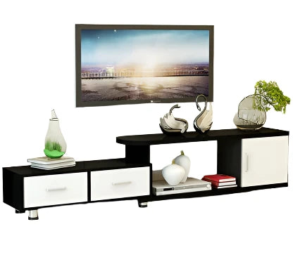 Domino Adjustable Extendable TV Cabinet (Black & White)