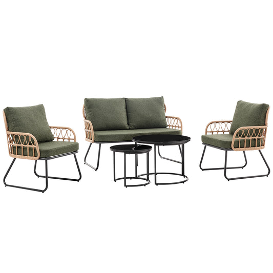 Alphonse 4 Seater Green Outdoor Lounge Set