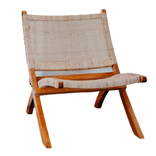 Marie-Galante Teak & Rattan Occasional Folding Chair
