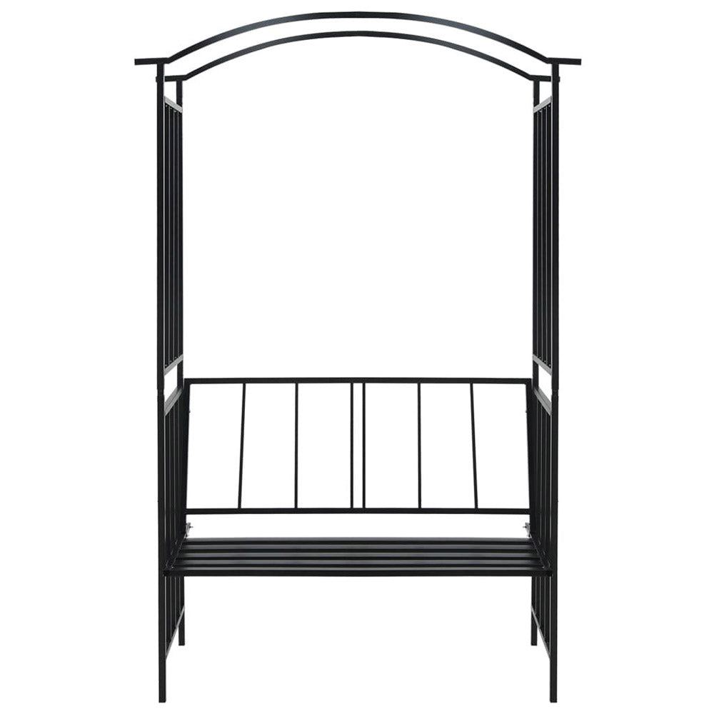 Belmonte Iron Garden Arch with Bench - Black 128x50x207cm