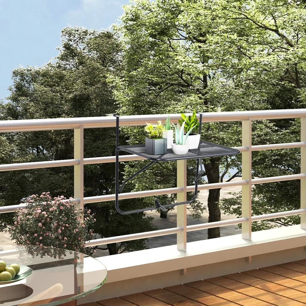 Arda Balcony Railing Hanging/Folding Table in Steel Mesh