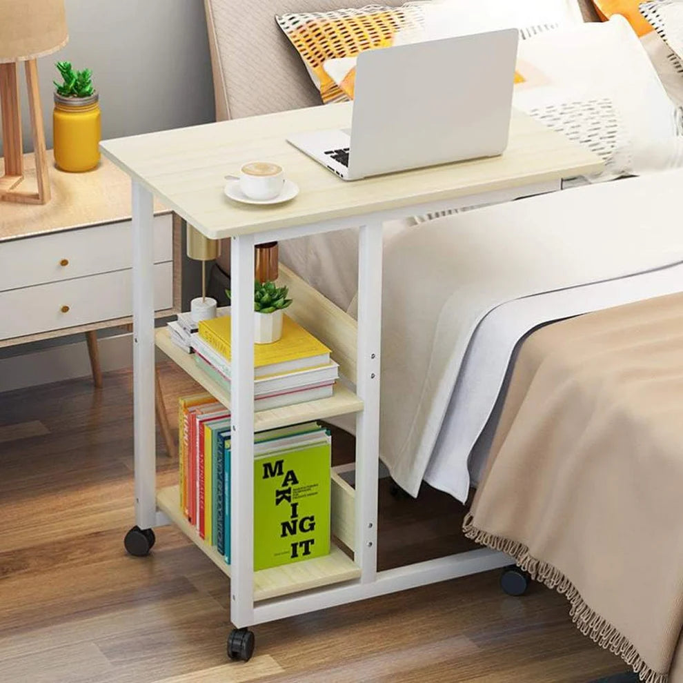 Valedicta Side Table/Laptop Desk w/Shelves & Wheels. 80x40x75cm