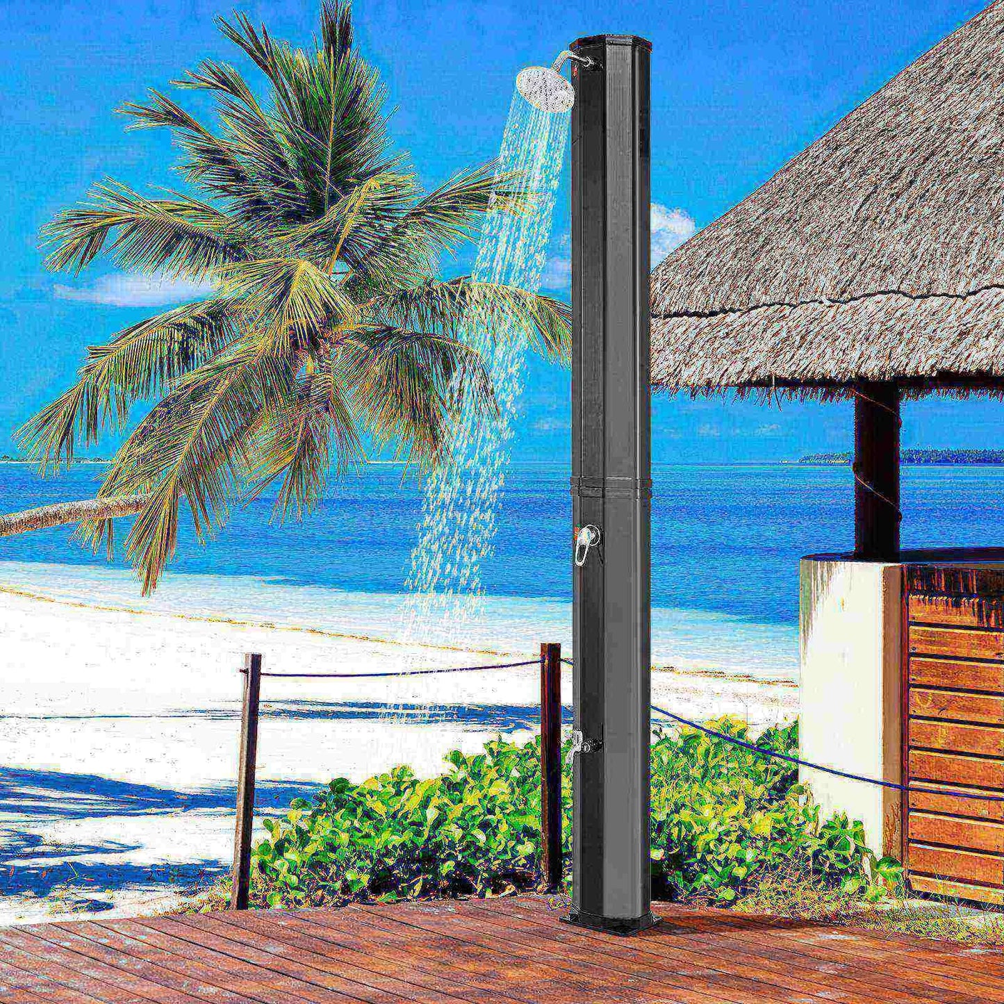 60 L Solar Heated Outdoor Shower with Shower Head & Foot Shower Tap