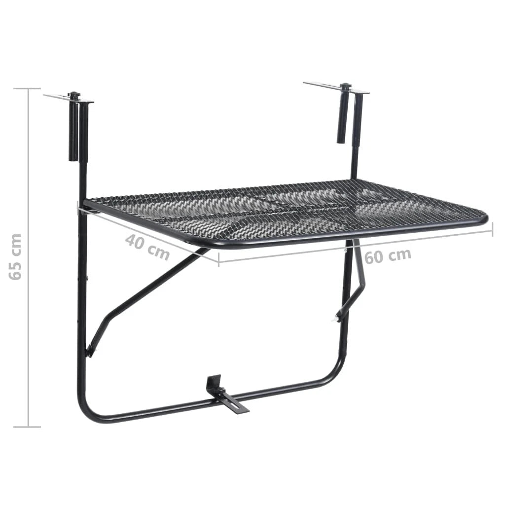 Arda Balcony Railing Hanging/Folding Table in Steel Mesh