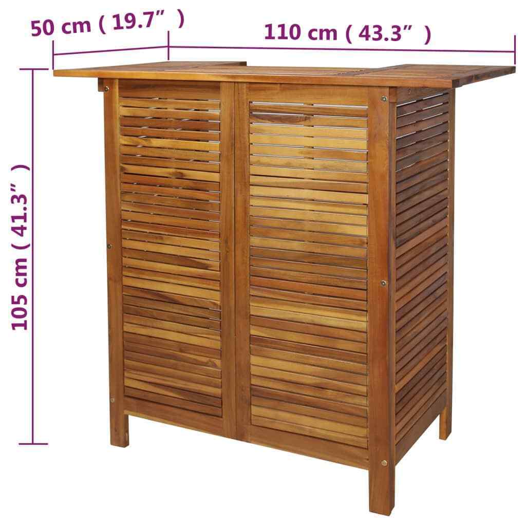 Dello Acacia Wood Bar Table 110x50x105 cm