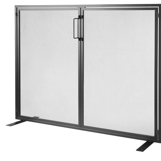 Fireplace Screen 1-Panel Iron Mesh 99x78cm