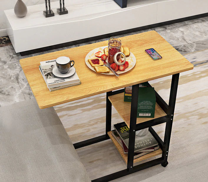 Valedicta Side Table/Laptop Desk w/Shelves & Wheels. 80x40x75cm