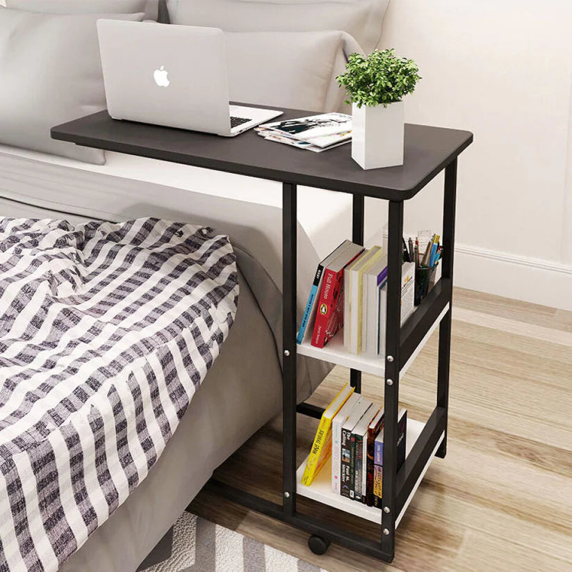 Valedicta Side Table/Laptop Desk w/Shelves & Wheels. 80x40x75cm