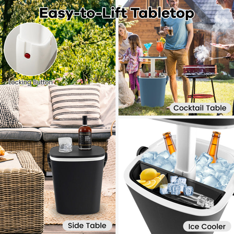 3-in-1 Portable Cooler Bar Table with Lift Top Lid