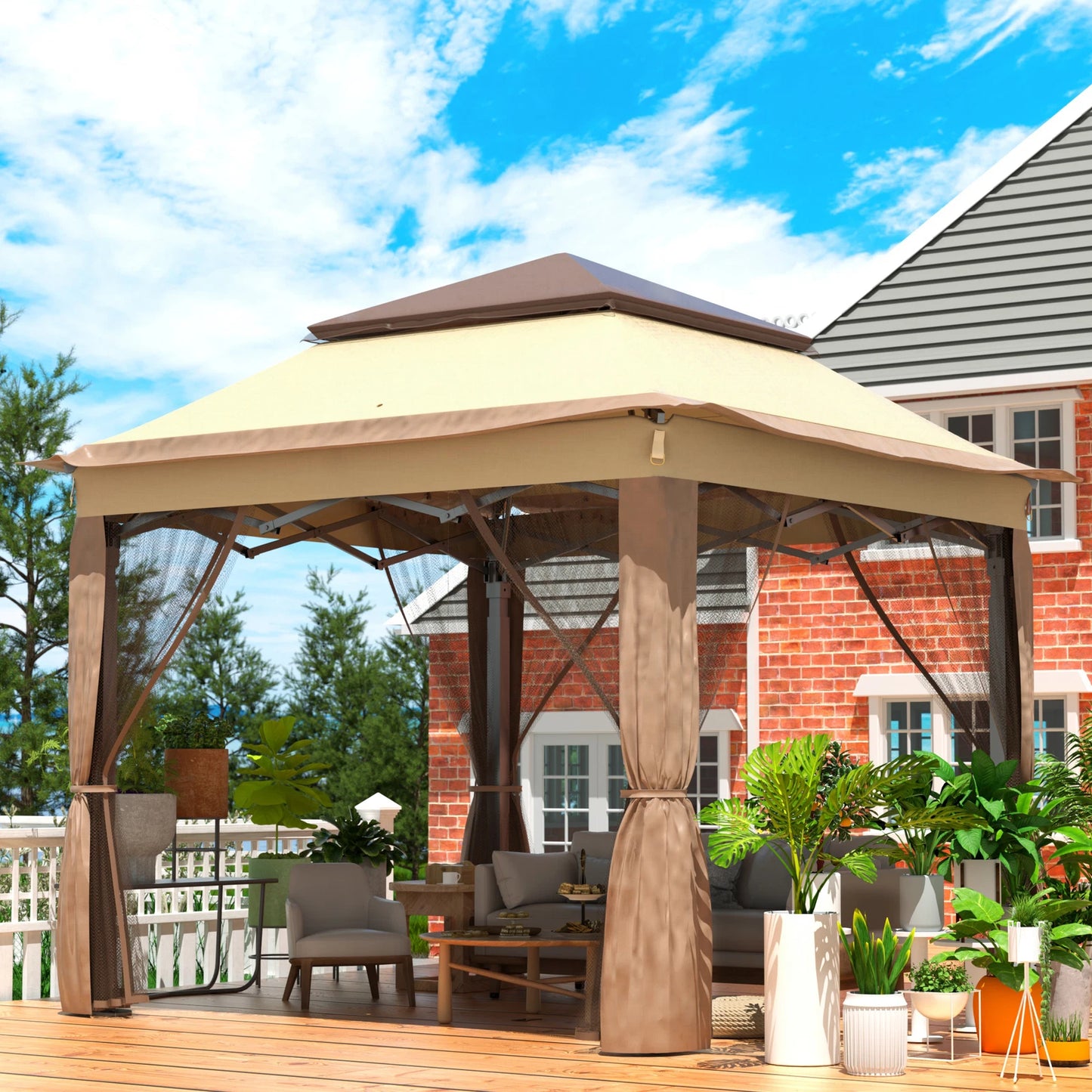 Patio Gazebo with Mosquito Netting  3.3Mx3.3Mx2.9m